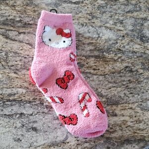 Hello Kitty, Sanrio Pink Socks with Bow and Candy Cane Design